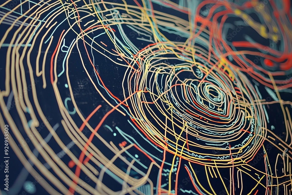 Poster detailed scientific diagrams showing toroidal fields interacting and building a labyrinth