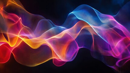 Fototapeta premium Abstract Colorful Swirls of Light - Digital Art - This digital art features a vibrant abstract design of swirling colorful light against a dark background. It symbolizes energy, flow, and movement. It