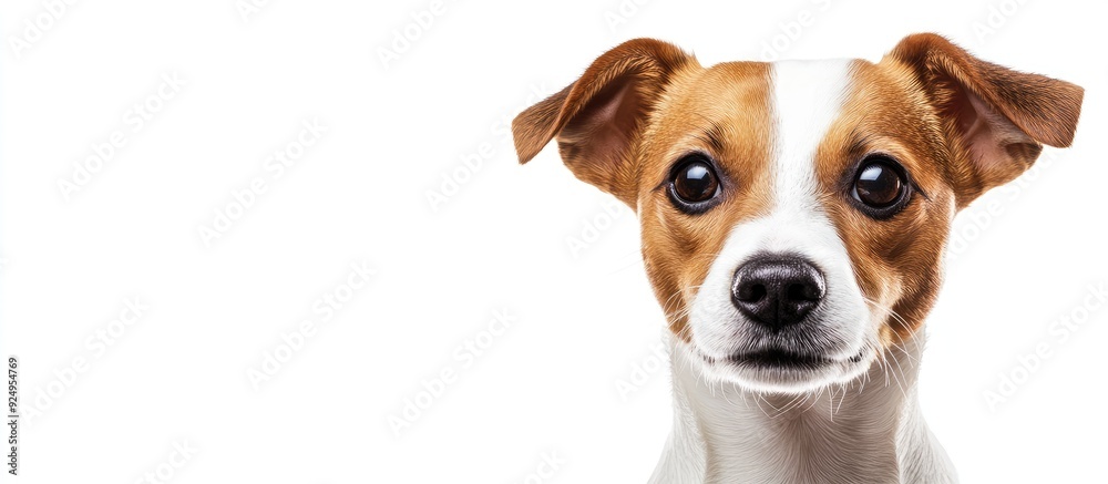 Poster Jack Russell Terrier set against a white background. with copy space image. Place for adding text or design