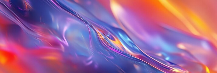 Fototapeta premium Abstract Liquid Flow with Vibrant Color Gradient - An abstract image depicting a flowing liquid with a dynamic color gradient, symbolizing energy, motion, fluidity, and the interplay of light and colo