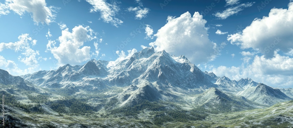 Aufkleber High elevation mountain scenery beneath a blue sky. with copy space image. Place for adding text or design