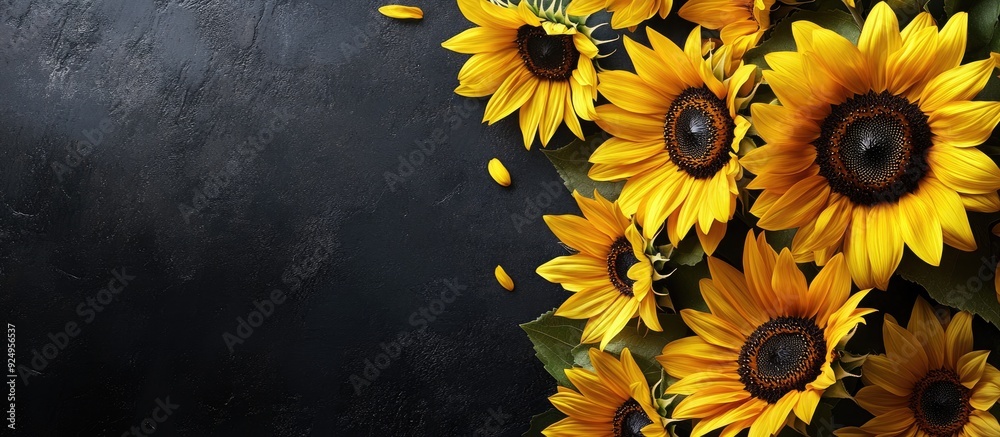 Fototapete sunflowers in the garden image of flowers. with copy space image. place for adding text or design