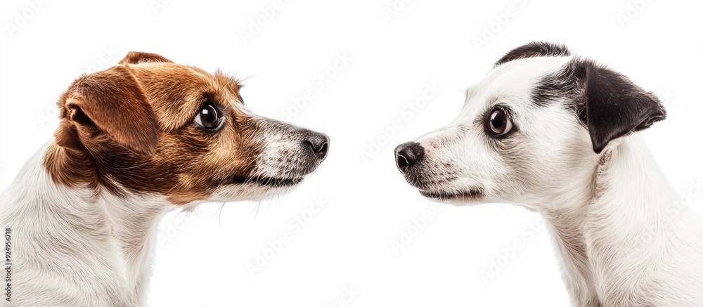 Poster Jack Russell Terrier set against a white background. with copy space image. Place for adding text or design