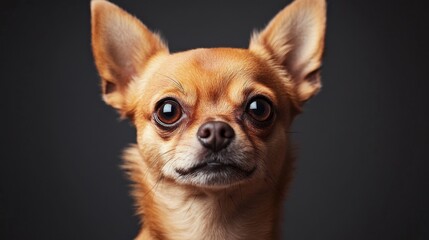 Obraz premium Adorable Chihuahua Puppy with Big Eyes - A cute chihuahua puppy looks directly at the camera with big brown eyes. This image captures the innocence and charm of this popular breed. It's perfect for pe