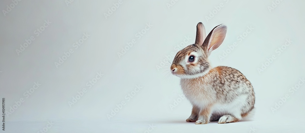 Aufkleber Dwarf rabbit set against a white background. with copy space image. Place for adding text or design