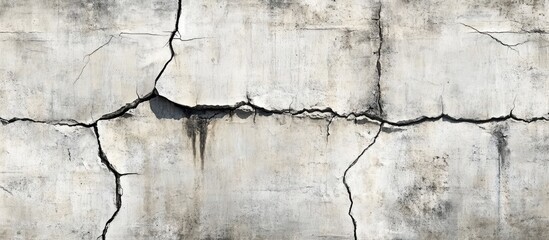 Obraz premium Grunge concrete cement wall featuring cracks in an industrial building ideal for your design and texture background. with copy space image. Place for adding text or design