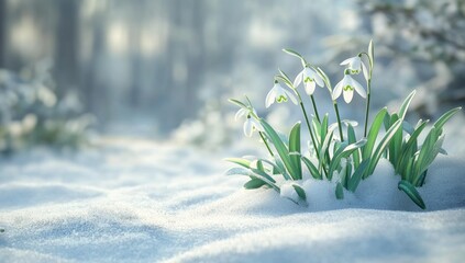 Snowdrops Emerging from the Snow