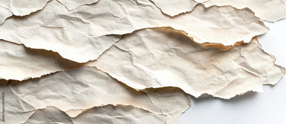 Poster Natural Japanese recycled paper texture Horizontal backdrop Isolated on white. with copy space image. Place for adding text or design