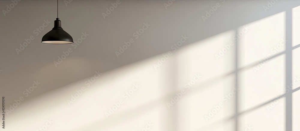 Poster White ceiling featuring a stylish lamp in the room Area for text. with copy space image. Place for adding text or design