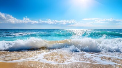 Fototapeta premium Captivating Seascape with Crashing Waves and Salty Air Evoking Invigorating Freshness