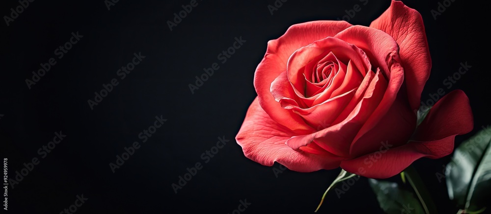 Aufkleber rose against a black background. with copy space image. place for adding text or design