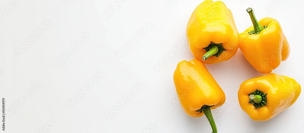 Leinwandbilder fresh yellow peppers separated on a white background. with copy space image. place for adding text o