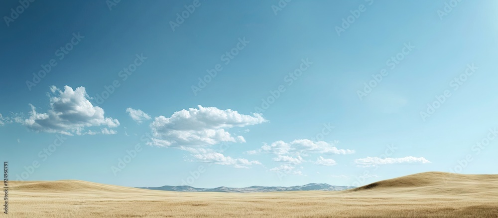 Poster vacant land with a blue sky. with copy space image. Place for adding text or design