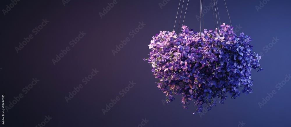 Poster Purple flowers are a stunning chandelier. with copy space image. Place for adding text or design
