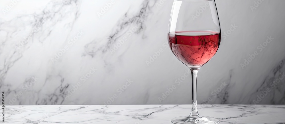 Aufkleber glass of red wine on marble surface isolated against grey background. with copy space image. Place for adding text or design