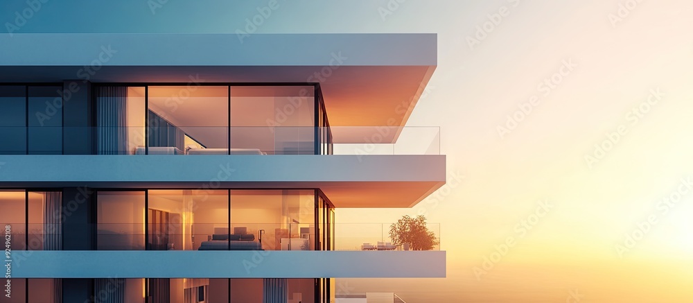 Poster Contemporary High End Apartment Complex. with copy space image. Place for adding text or design
