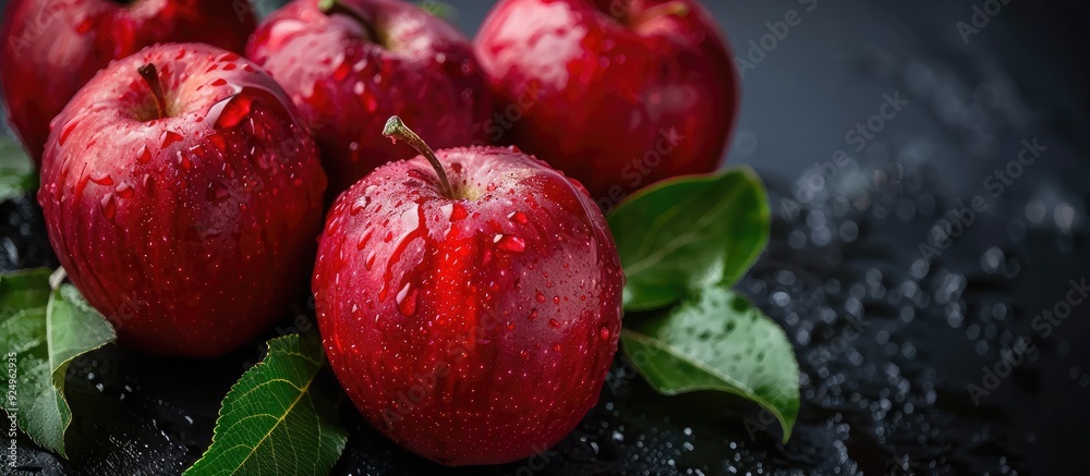 Poster crimson apple. with copy space image. Place for adding text or design