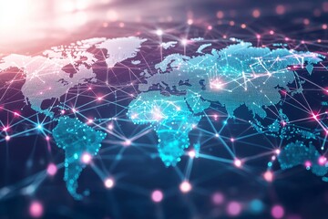 Fototapeta premium Global Digital Business Network Connection Illustration created with Generative AI
