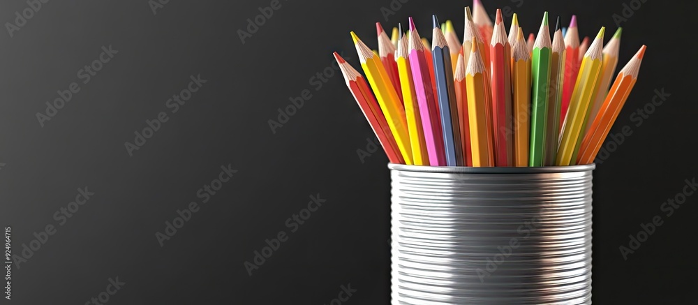 Poster Pencils in a can. with copy space image. Place for adding text or design