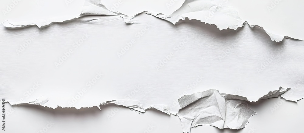 Poster torn ripped paper on a white background with copy space for text