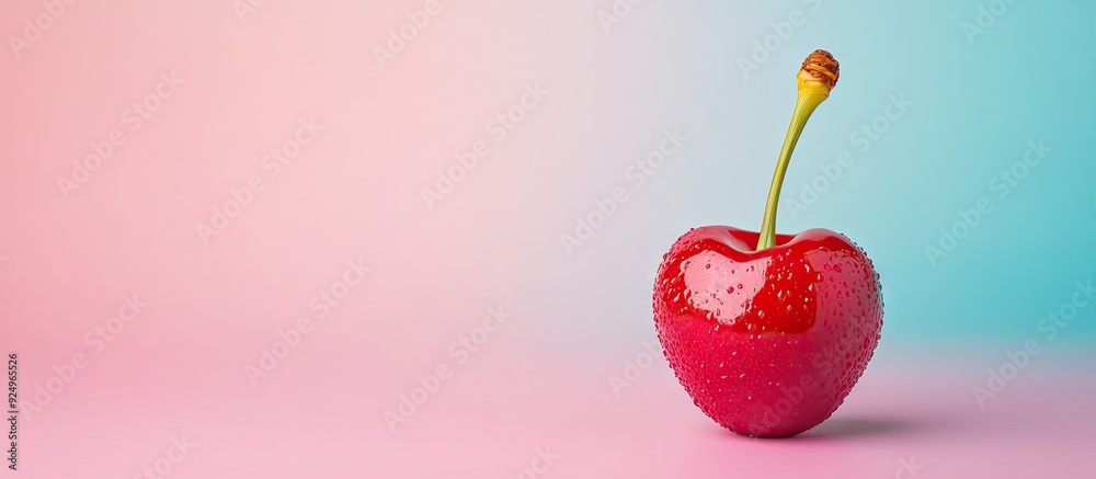 Aufkleber copy space cherry on a pastel background with a minimal design