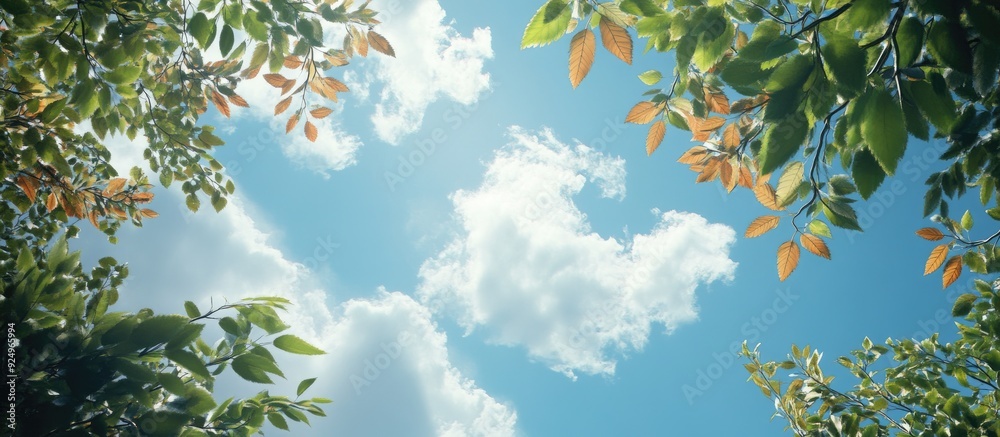 Leinwandbilder leaves and the sky. with copy space image. place for adding text or design