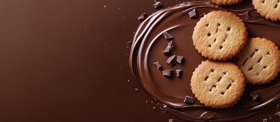 Biscuits with chocolate and chocolate spread. with copy space image. Place for adding text or design