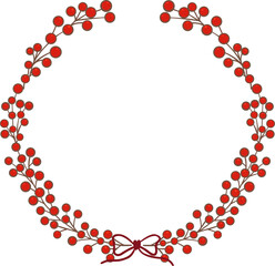 Bunch of wild berry wreath with bow for decoration on Chriatmas holiday event.