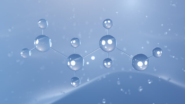 cysteamine molecular structure, 3d model molecule, organosulfur compound, structural chemical formula view from a microscope
