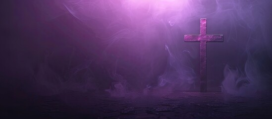 Ash cross on dark purple backdrop with room for copy space image