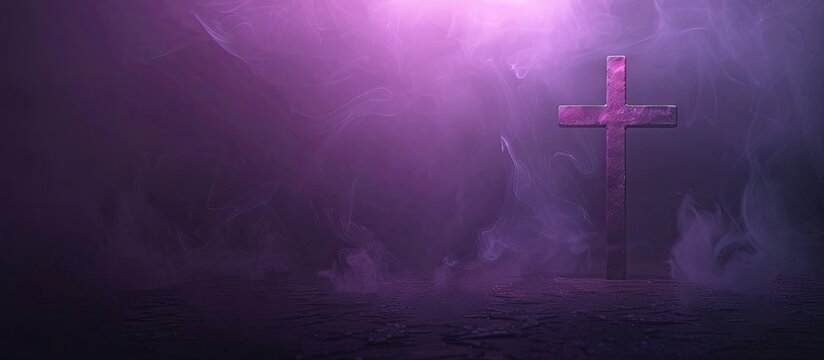 Ash cross on dark purple backdrop with room for copy space image