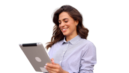 Businesswoman checking her tablet 