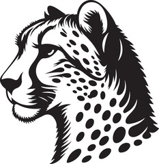 cheeta black and white silhouette outline vector line art flat design leopard background image illustrations