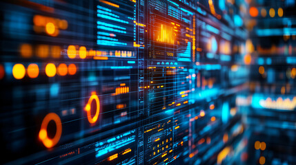 Obraz premium Charts and graphs with dynamic data visualizations depict market fluctuations.
