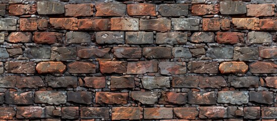 Obraz premium A brick wall composed of antique and modern bricks can serve as a backdrop for various designs and presentations with space provided to add images or text. Copy space image