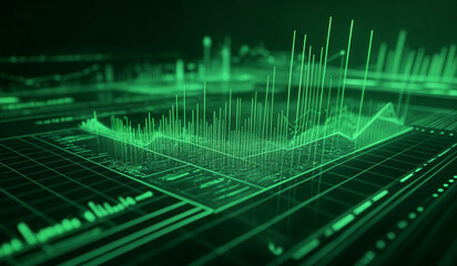 Green holographic business chart in a digital cyberspace