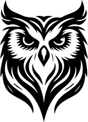Fototapeta premium Majestic Owl heads black and white vector silhouette illustration 5