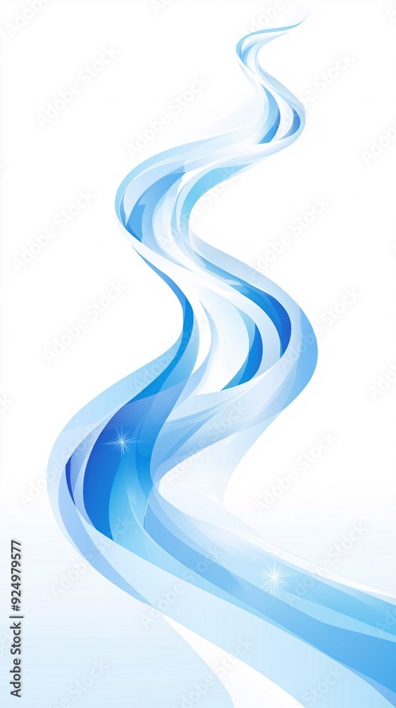 Canvas Prints Abstract blue wave design on a white background.