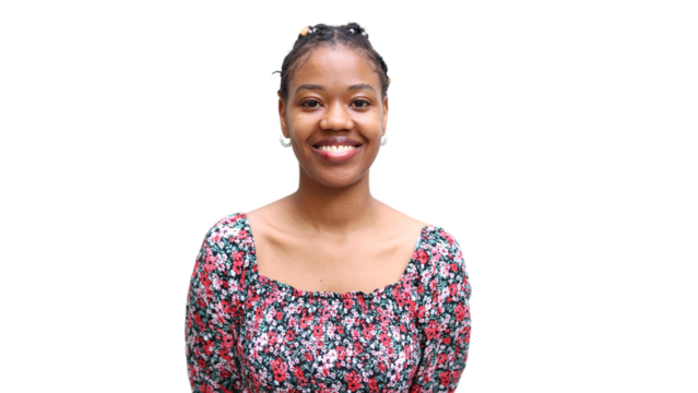 Portrait of a smiling African American woman at home transparent background