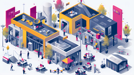 Startup business isometric line vector image