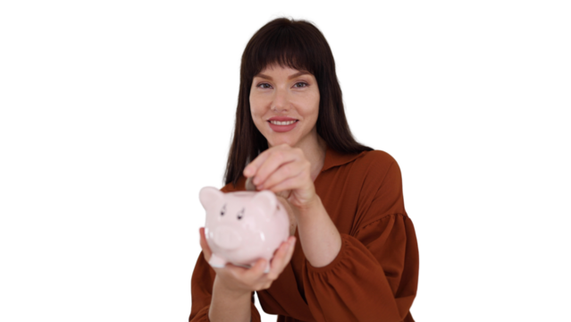 Young woman counting money she saved	