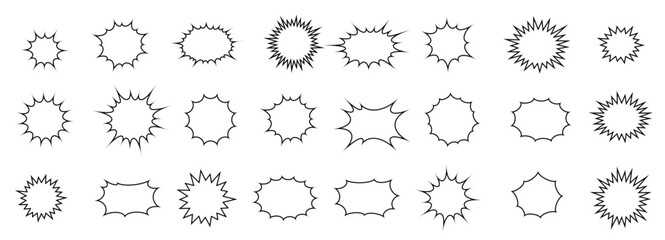 black and white line explosion speech bubble