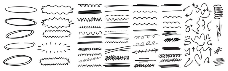 Hand drawn brush stroke elements