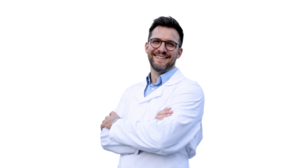 Portrait of a young doctor taking a break in front of his clinic