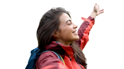 Beautiful, young woman taking a selfie before going for a hike
