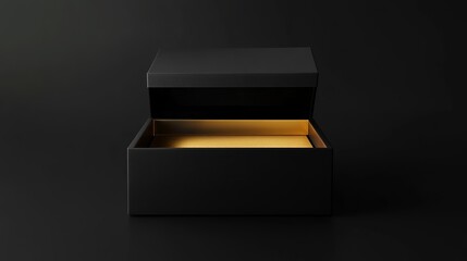 Crack open the black box. Front view of the premium package. rendering in three dimensions. 3D Illustration