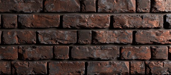 Naklejka premium Texture of a brown brick wall with cement suitable as a copy space image