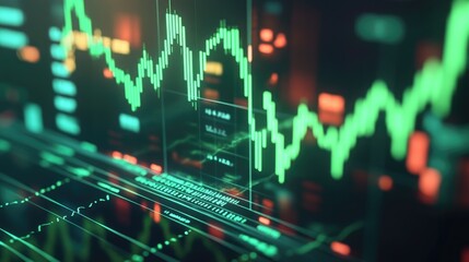 Fototapeta premium Bullish stock trend, green arrows soaring on chart, 3D illustration