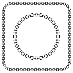 Set of black and silver chains isolated on white background