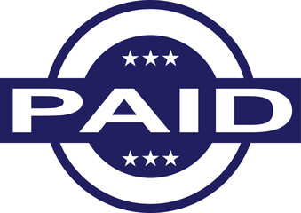 Paid stamp on white background blue